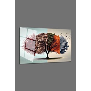 Hayat Ağaci Yatay Cam Tablo-kırılmaz Temperli Cam Üzeri Solmaz Baskı | Doğa Ve Manzara Temalı Dekoratif Duvar Tablosu, Salon, Yatak Odası Ve Ofis Dekoru, 45x30 cm