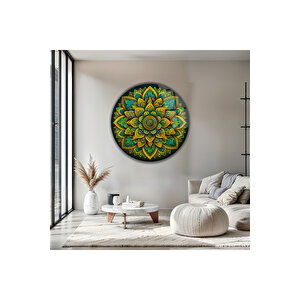 Çok Renkli Mandala Temalı Modern Yuvarlak Temperli Dekoratif Cam Tablo | Modern Dekorasyon Temalı Dekoratif Duvar Tablosu, Salon, Ev Ve Ofis Dekoru, 60x60 Cm 100x100 cm