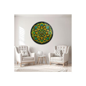 Çok Renkli Mandala Temalı Modern Yuvarlak Temperli Dekoratif Cam Tablo | Modern Dekorasyon Temalı Dekoratif Duvar Tablosu, Salon, Ev Ve Ofis Dekoru, 60x60 Cm 100x100 cm