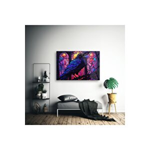 Kuzgun Kırılmaz Temperli Cam Üzeri Solmaz Baskı | Doğa Ve Manzara Temalı Dekoratif Cam Tablo, Salon, Yatak Odası Ve Ofis Dekoru, 120x80 cm