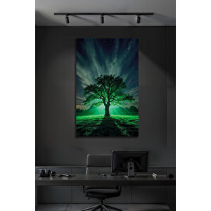 Gece Ve Doğa Temalı Estetik Ağaç Görselli Cam Tablo Dekoratif Duvar Sanatı | Doğa Ve Manzara Temalı Dekoratif Duvar Tablosu, Salon, Yatak Odası Ve Ofis Dekoru, 72x46 cm