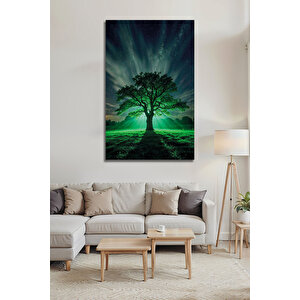Gece Ve Doğa Temalı Estetik Ağaç Görselli Cam Tablo Dekoratif Duvar Sanatı | Doğa Ve Manzara Temalı Dekoratif Duvar Tablosu, Salon, Yatak Odası Ve Ofis Dekoru, 72x46 cm