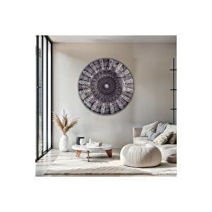 Modern Gotik Mimari Mandala Desenli Yuvarlak Cam Tablo Lüks Salon Duvar Dekoru | Modern Dekorasyon Temalı Dekoratif Duvar Tablosu, Salon, Ev Ve Ofis Dekoru, 60x60 Cm 80x80 cm