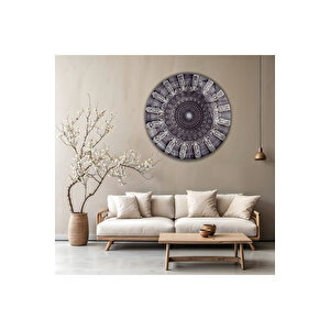 Modern Gotik Mimari Mandala Desenli Yuvarlak Cam Tablo Lüks Salon Duvar Dekoru | Modern Dekorasyon Temalı Dekoratif Duvar Tablosu, Salon, Ev Ve Ofis Dekoru, 60x60 Cm 80x80 cm