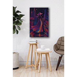 Dekoratif Işıltılı Şehir Manzaralı Cam Tablo Gece Mavisi Mor Renkli Modern Ev Ofis Dekoru | Doğa Ve Manzara Temalı Dekoratif Duvar Tablosu, Salon, Yatak Odası Ve Ofis Dekoru, 110x70 cm