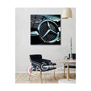 Mercedes Logolu Araba Cam Tablo Modern Ev Ofis Oda Salon Duvar Dekoru Hediyelik | Doğa Ve Manzara Temalı Dekoratif Duvar Tablosu, Salon, Yatak Odası Ve Ofis Dekoru, 50x50 Cm 50x50 cm