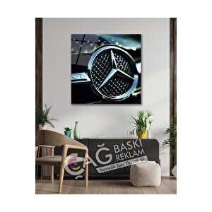 Mercedes Logolu Araba Cam Tablo Modern Ev Ofis Oda Salon Duvar Dekoru Hediyelik | Doğa Ve Manzara Temalı Dekoratif Duvar Tablosu, Salon, Yatak Odası Ve Ofis Dekoru, 50x50 Cm 50x50 cm
