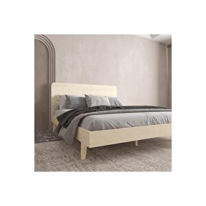 Soft Wood Model Masif Ahşap Karyola Kolay Kurulum Fırınlanmış İthal Sibirya Çamı 140x200 Yatak Uyumlu Bej
