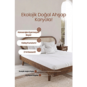 Padova Model Hazeran Başlıklı Masif Ahşap Karyola Ve 2 Adet Komodin Kolay Kurulum Fırınlanmış İthal Sibirya Çamı 90x190 Yatak Uyumlu 2 Adet Komodin Bej