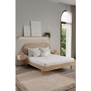 Padova Model Hazeran Başlıklı Masif Ahşap Karyola Ve 2 Adet Komodin Kolay Kurulum Fırınlanmış İthal Sibirya Çamı 100x200 Yatak Uyumlu 2 Adet Komodin 100x200 cm