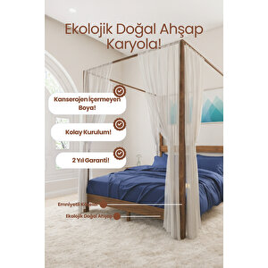Natura  Ci̇bi̇nli̇kli̇ Model Masif Ahşap Karyola Kolay Kurulum Fırınlanmış İthal Sibirya Çamı 100x200 Yatak Uyumlu Krem