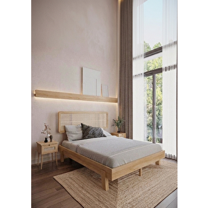 Li̇lyum Model Hazeran Başlıklı Masif Ahşap Karyola Ve 2 Adet Komodin Kolay Kurulum Fırınlanmış İthal Sibirya Çamı 120x200 Yatak Uyumlu 2 Adet Komodin Krem