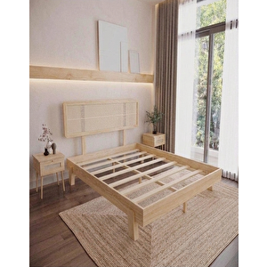 Li̇lyum Model Hazeran Başlıklı Masif Ahşap Karyola Ve 2 Adet Komodin Kolay Kurulum Fırınlanmış İthal Sibirya Çamı 120x200 Yatak Uyumlu 2 Adet Komodin Krem