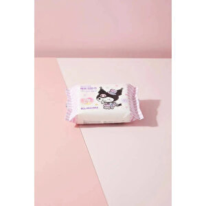 Sanrio Lisanslı Kuromi İnci Dokulu Kuru Mendil – %100 Viskon Yumuşak Ve Emici Bakım Mendili (25 Adet)