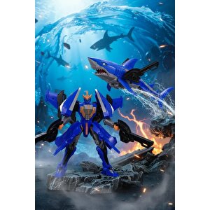 Lisanslı Dragon Force 3 Aqua Sharkbot Oyuncak – Dönüşebilir 37 Cm