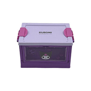 Sanrio Lisanslı Kuromi Mini Bavul Saklama Kutusu – Şeffaf Pencereli 12 Cm