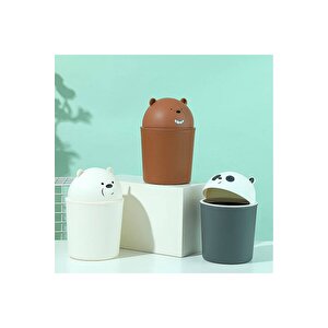 We Bare Bears Lisanslı Kapaklı Mini Masaüstü Çöp Kovası