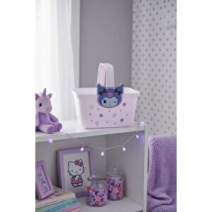 Sanrio Lisanslı Kuromi Saplı Mor Sepet – Çok Amaçlı Düzenleyici Saklama Kutusu 24.7 Cm