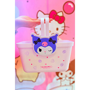 Sanrio Lisanslı Kuromi Saplı Mor Sepet – Çok Amaçlı Düzenleyici Saklama Kutusu 24.7 Cm