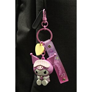 Sanrio Lisanslı Kuromi Figürlü Anahtarlık – Dayanıklı Pvc Ve Çinko Alaşım Çanta Aksesuarı