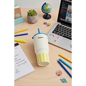Lisanslı Çizgili Pipetli Çelik Matara – Sızdırmaz