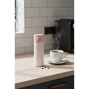 Lisanslı Flip Top Kapaklı Yalıtımlı Şişe 304 Çelik Kompakt Termos 200 Ml Pembe