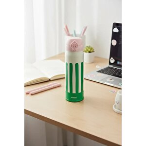 Lisanslı Çizgili Yalıtımlı Şişe 450 Ml – Kapaklı Çelik Tasarım