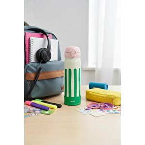 Lisanslı Çizgili Yalıtımlı Şişe 450 Ml – Kapaklı Çelik Tasarım