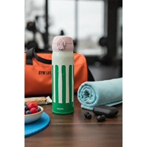 Lisanslı Çizgili Yalıtımlı Şişe 450 Ml – Kapaklı Çelik Tasarım