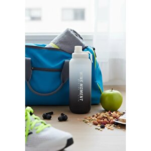 Lisanslı Siyah Beyaz Gradyan Termos 950 Ml – Tutacaklı Tasarım