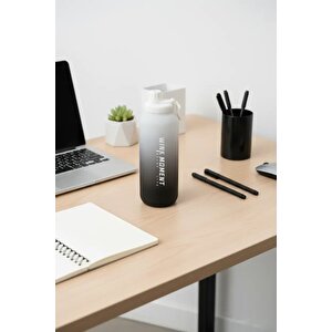 Lisanslı Siyah Beyaz Gradyan Termos 950 Ml – Tutacaklı Tasarım