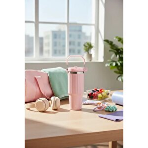 Lisanslı Sakura Pink Çelik Matara 900 Ml – Tutamaklı Tasarım