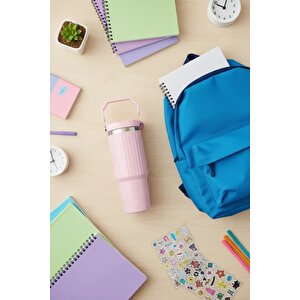 Lisanslı Sakura Pink Çelik Matara 900 Ml – Tutamaklı Tasarım