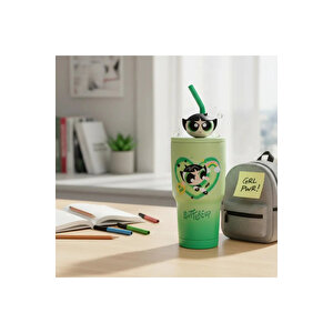 Powerpuff Girls Lisanslı Buttercup Termos 900 Ml – Pipetli Paslanmaz Çelik