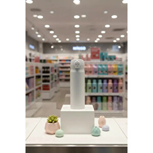Lisanslı Klasik Serisi Flip Top Yalıtımlı Termos – 450 Ml – Çift Katmanlı Çelik – Beyaz
