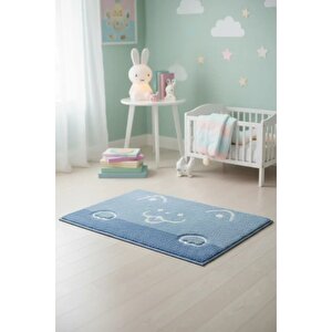 Lisanslı Hayvan Serisi Tüylü Yer Paspası – Mavi 40x60 Cm Banyo Oda Kaymaz Taban Halı