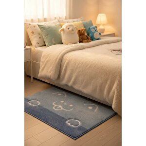 Lisanslı Hayvan Serisi Tüylü Yer Paspası – Mavi 40x60 Cm Banyo Oda Kaymaz Taban Halı
