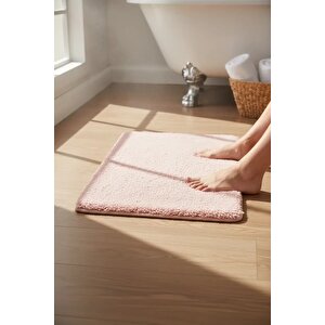 Lisanslı Düz Renkli Peluş Zemin Paspası – Pembe 40x60 Cm Banyo Oda Küçük Halı