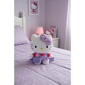 Sanrio Lisanslı Hello Kitty Peluş Sırt Çantası Mor – Leopar Desenli 30 Cm