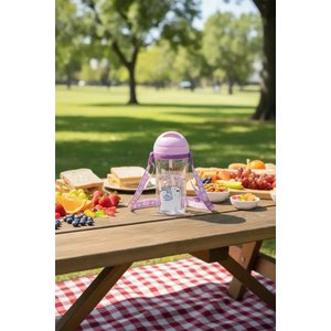 We Bare Bears Lisanslı Kutup Ayısı Pipetli Suluk – Ayarlanabilir Askılı Sızdırmaz Matara 400 Ml