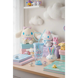 Sanrio Lisanslı Cinnamoroll Tatlı Fabrikası Serisi Kalp Pipetli Çift Duvarlı Şişe 440 Ml