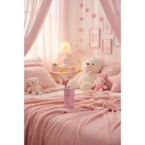 Sanrio Lisanslı My Melody Pipetli Çelik Matara – 304 Paslanmaz Çelik Pembe Matara 580 Ml