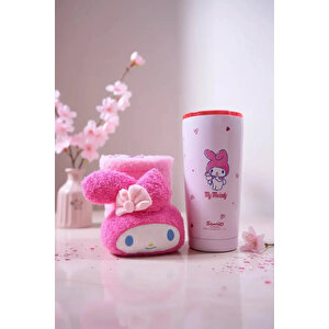 Sanrio Lisanslı My Melody Paslanmaz Çelik Bardak – Peluş Dekoratif Kılıflı Ve Sızdırmaz Kapaklı Koleksiyonluk Tasarım Bardak 550 Ml