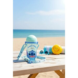 Disney Stitch Lisanslı Omuz Askılı Pipetli Matara – 17,4 Cm – Pratik Taşıma