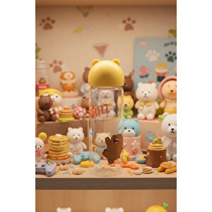 We Bare Bears Lisanslı Boz Ayı Figür Kapaklı Su Şişesi 500 Ml