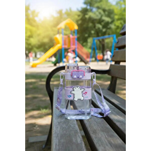 We Bare Bears Lisanslı Omuz Askılı Plastik Şişe 560ml - Kutup Ayısı Tasarımlı Şık İçecek Arkadaşı