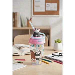We Bare Bears Lisanslı Döndürülen Pipetli Plastik Bardak 19.6 Cm - İçecek Ritüellerine Renk Katan Tasarım