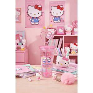 Sanrio Lisanslı Hello Kitty Tatlı Fabrikası Serisi Kalp Pipetli Çift Duvarlı Şişe 440 Ml