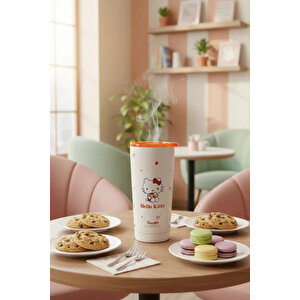 Sanrio Lisanslı Hello Kitty Paslanmaz Çelik Bardak – Peluş Dekoratif Kılıflı Ve Sızdırmaz Kapaklı Koleksiyonluk Tasarım Bardak 550 Ml