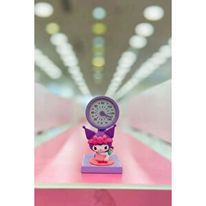 Sanrio Lisanslı Kuromi Led Mini Gece Lambası – Pilli Dekoratif Masa Üstü Aydınlatma Figürü 8 Cm